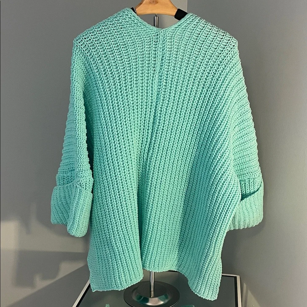 POL Turquoise Knit Cardigan with pockets chunky knits new small oversized - Picture 6 of 8